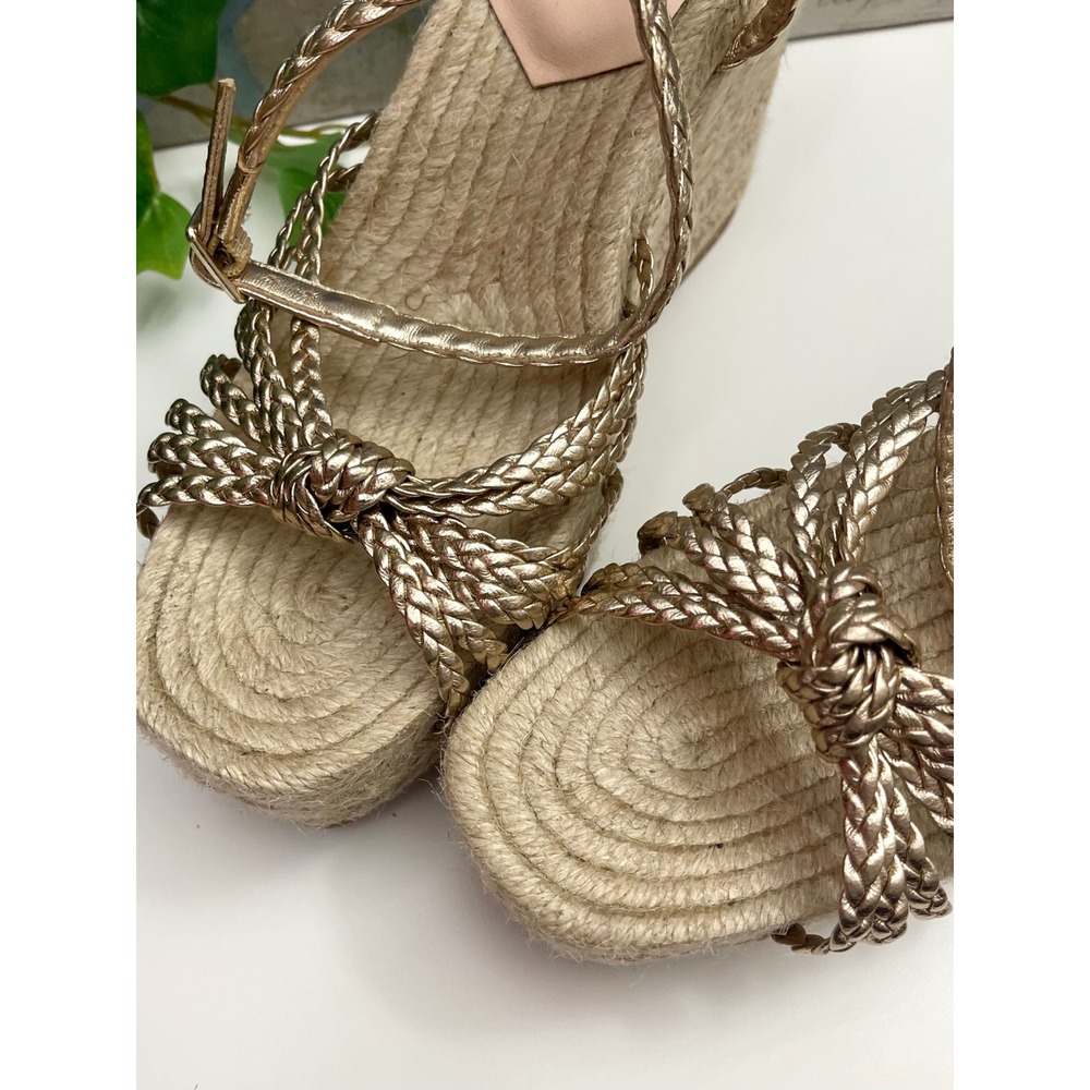 Loeffler Randal Pamela Mignon metallic leather platform wedge sandals in Gold 10 - Picture 7 of 15